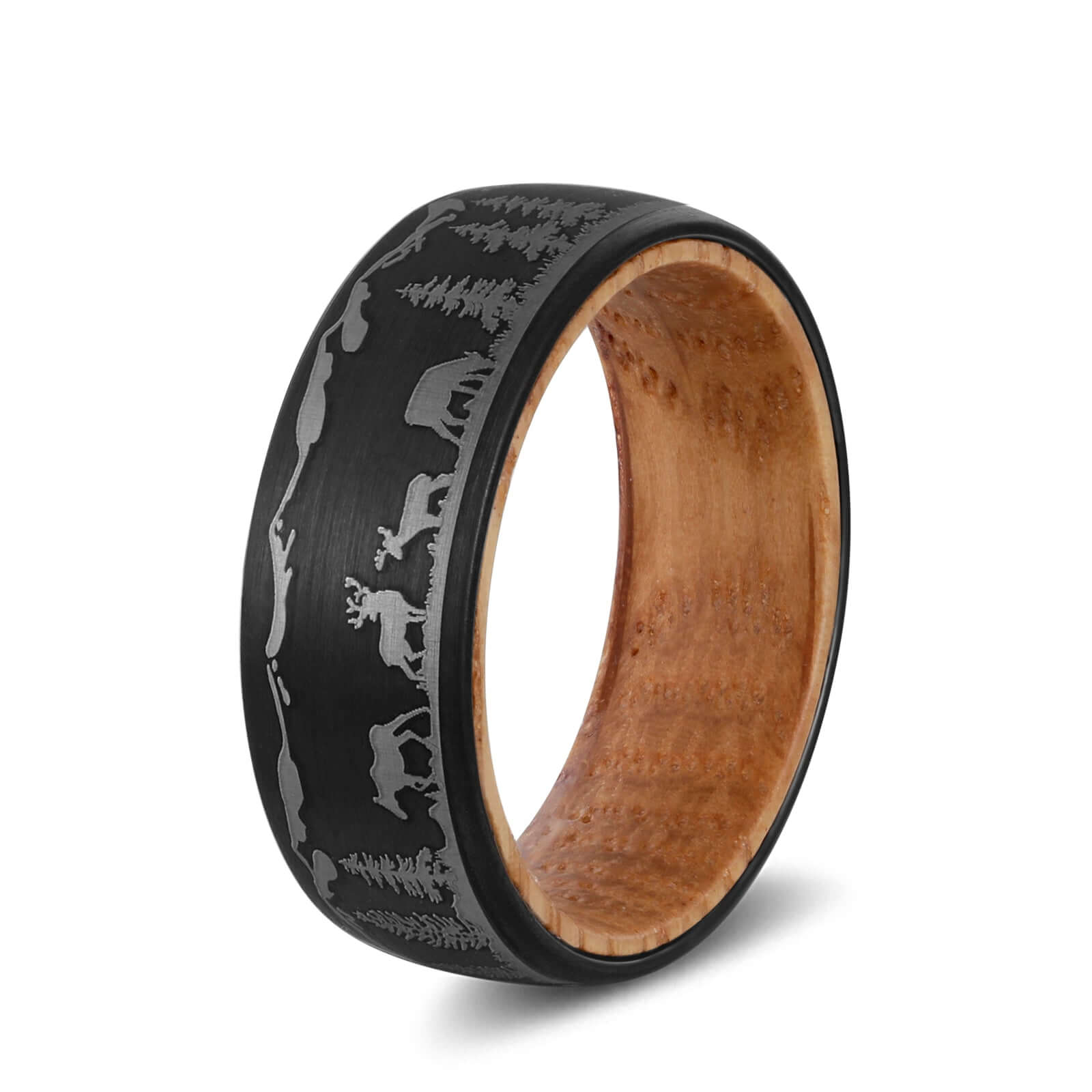 Deer and Pine Tree Hunting Ring- Black - MUHAKA