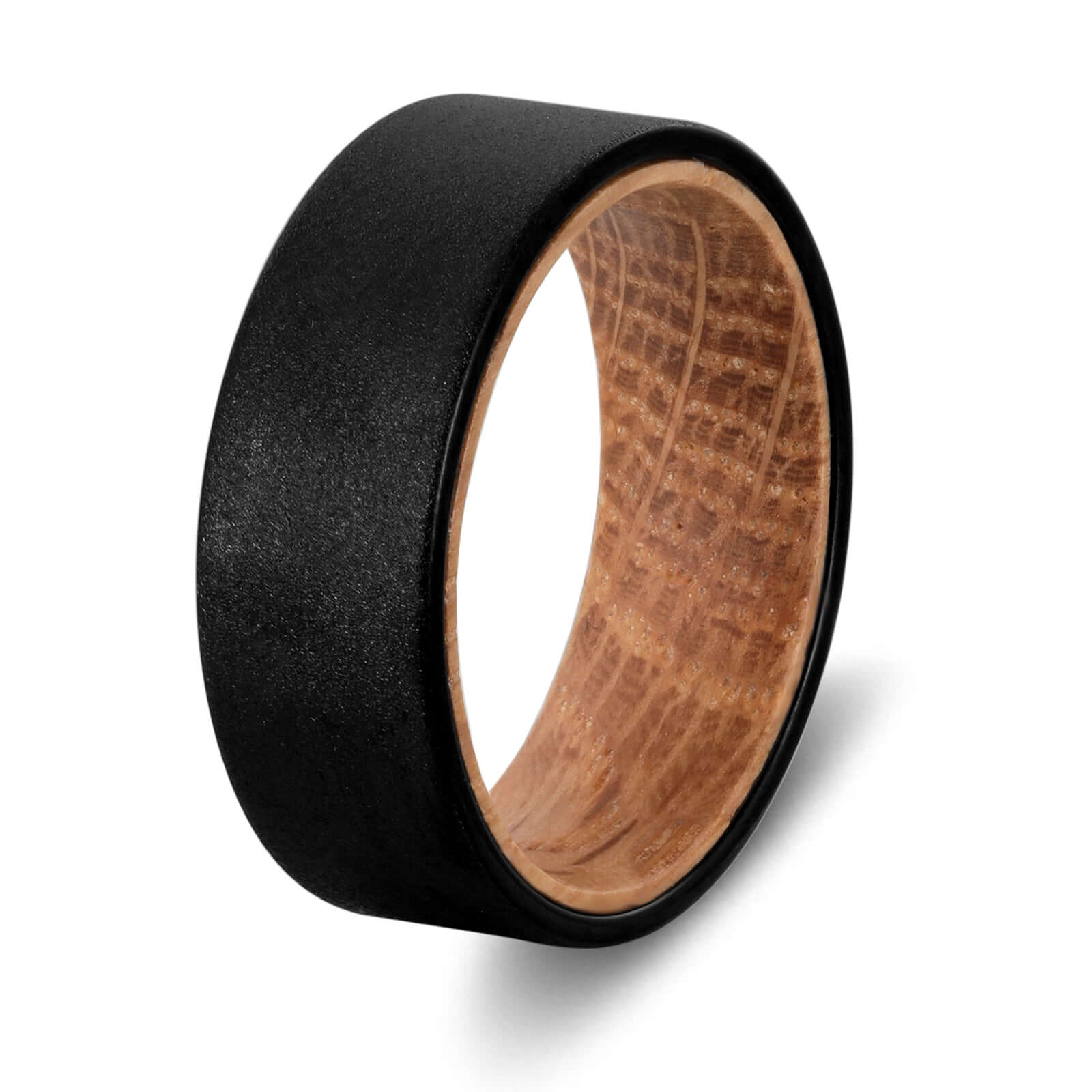 Black Ruff Tungsten Carbide Wedding Band- Black - MUHAKA