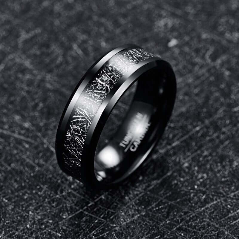 PERSONALIZED BLACK METEORITE RING - MUHAKA