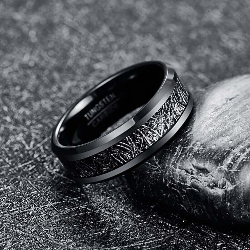 PERSONALIZED BLACK METEORITE RING - MUHAKA