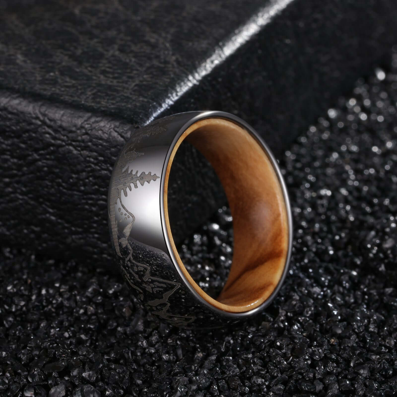 Mountain Forest Landscape Hunting Rings - Silver - MUHAKA