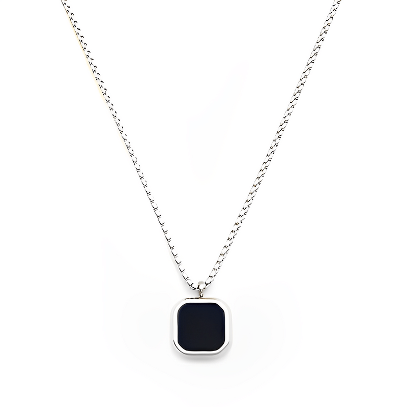 Geometric Square Necklaces Silver & BLACK - MUHAKA