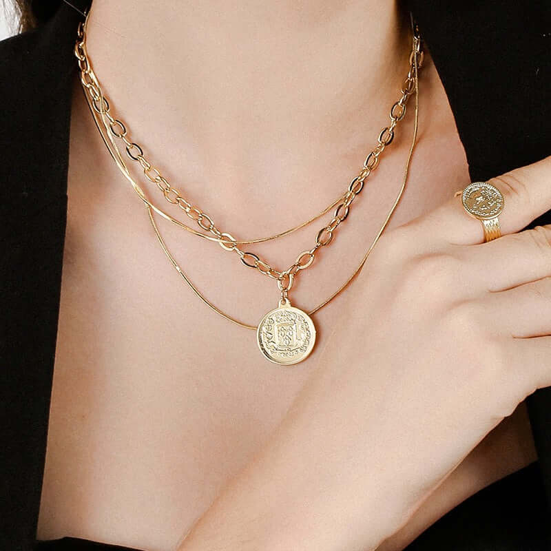 Multi-layered Chain Tree Coin Necklace