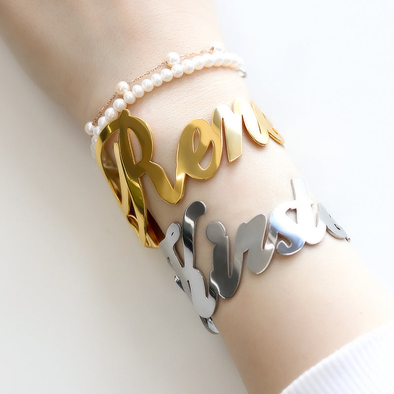 Personalised Adjustable Bangle Name Bracelet - MUHAKA