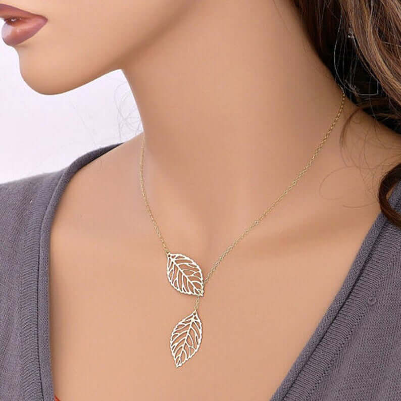 Ladies Leaf Pendant Chain Necklace - MUHAKA