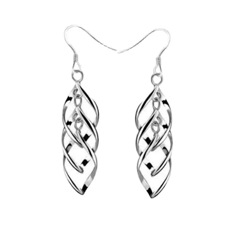 Ladies Silver Drop Wedding Earrings - MUHAKA