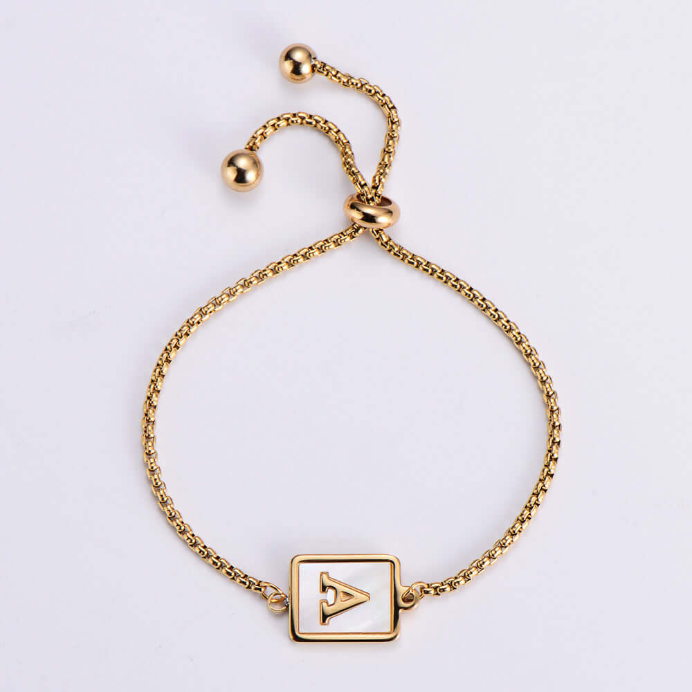 18K Gold Plated Shell Initial Letter Bracelet - MUHAKA