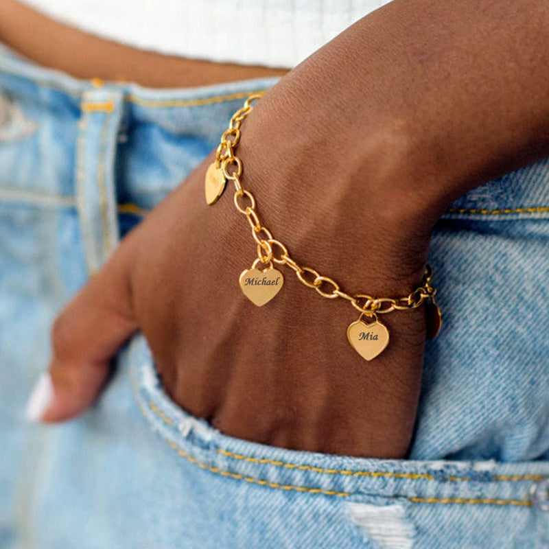 Personalized Minimalist Hearts Charms Bracelet - MUHAKA