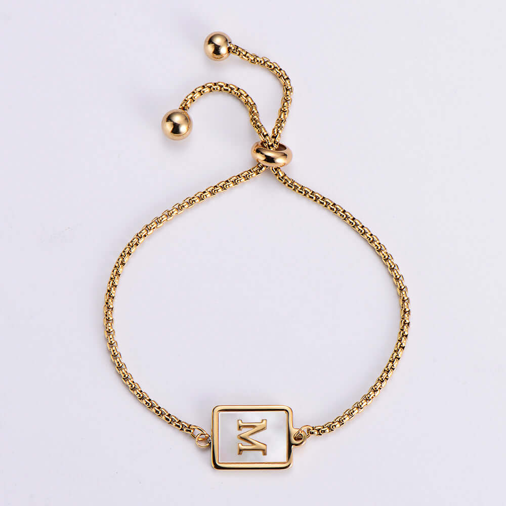 18K Gold Plated Shell Initial Letter Bracelet - MUHAKA