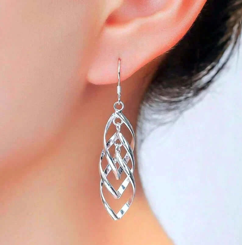 Ladies Silver Drop Wedding Earrings - MUHAKA