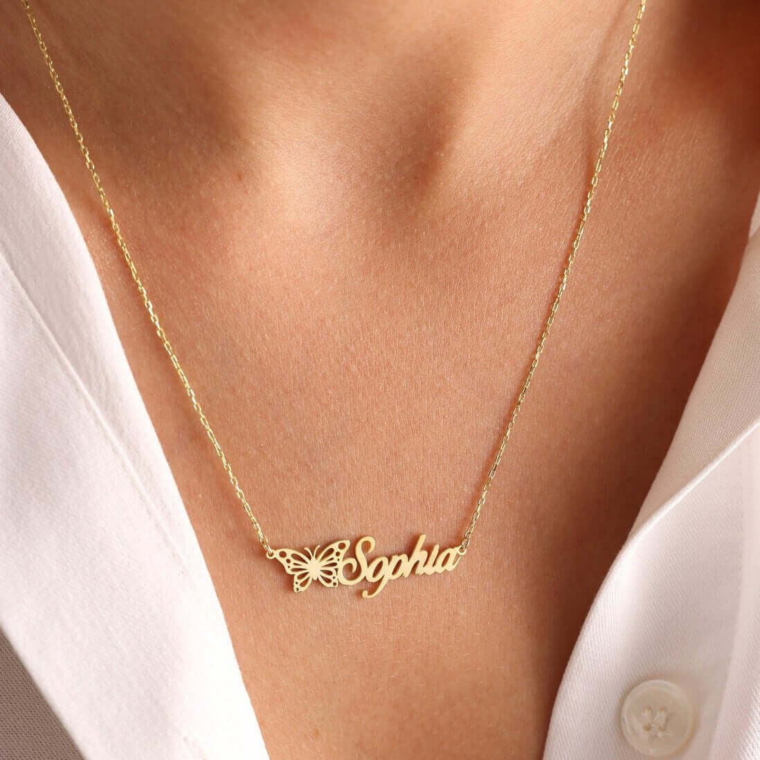 Personalized Butterfly Name Necklace For Women - MUHAKA