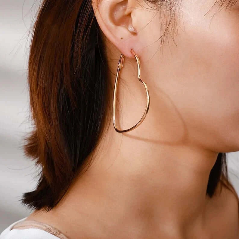 Cute Unique Heart Hoop Earrings For Women - MUHAKA