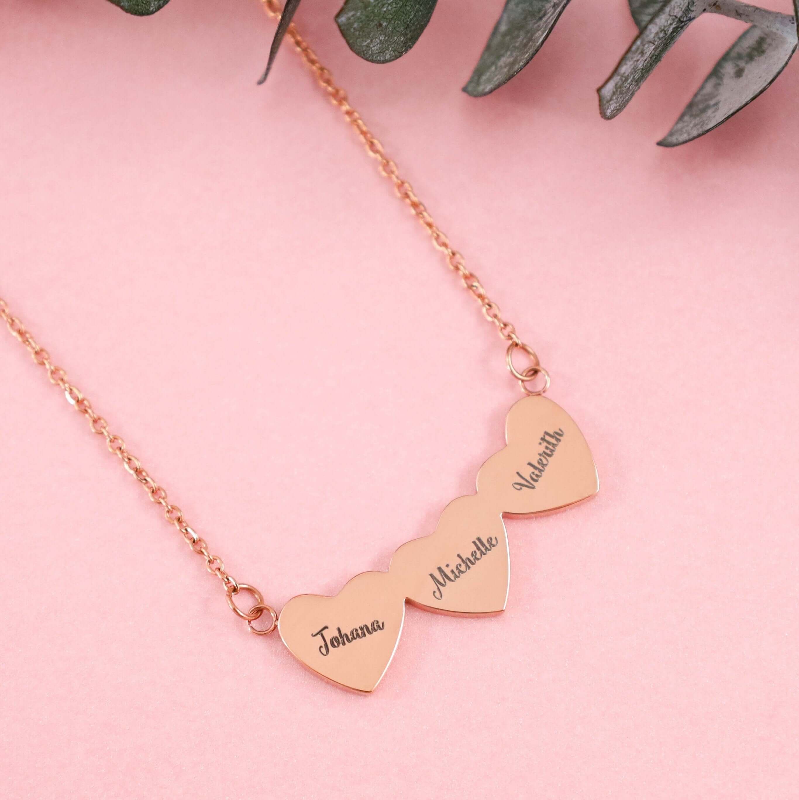 Mini Hearts Name Necklace For Women - MUHAKA