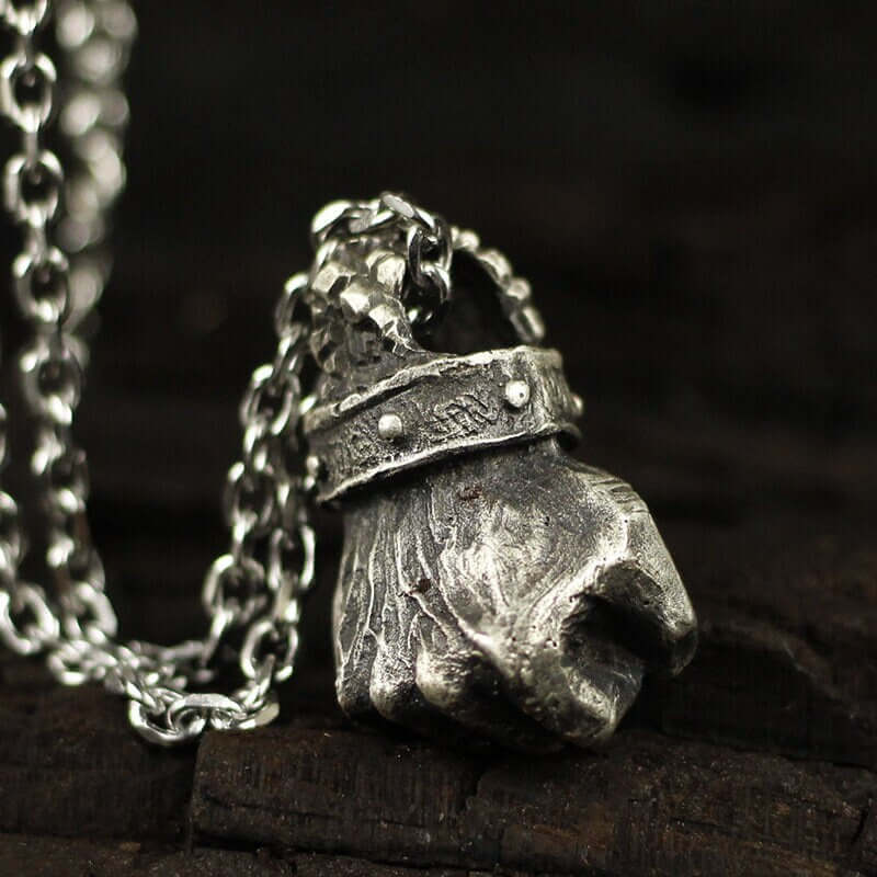 Fist Hammering Stainless Gesture Pendant Necklace - MUHAKA