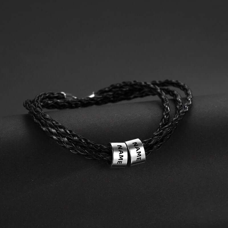 Custom Braided Charm Bracelet - Leather Elegance - MUHAKA