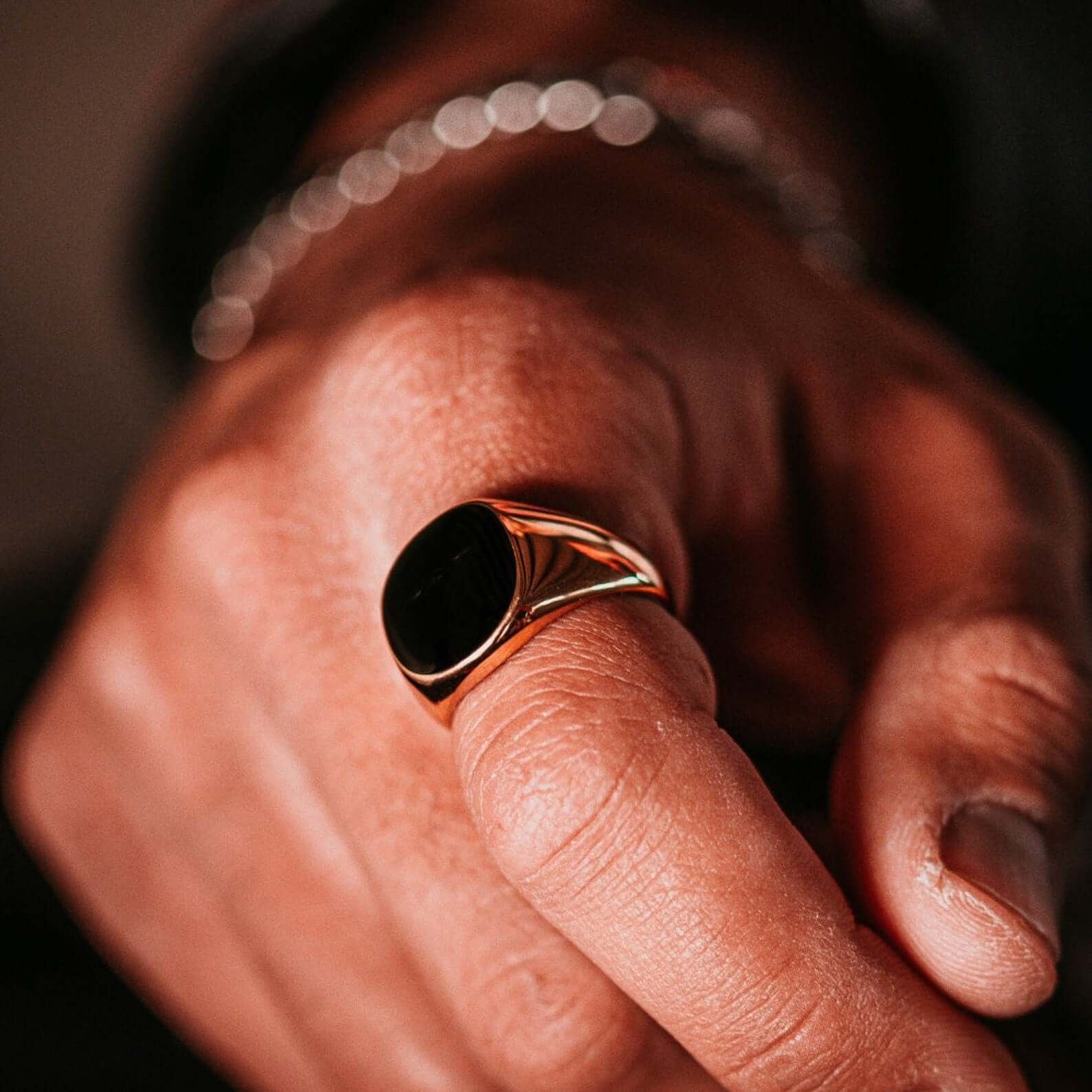 Signet Ring Men - Gold Signet Ring - Black Onyx Styled Ringn- Mens Silver Ring - Stainless Steel Ring - Gold Ring Men - For Him Gift - MUHAKA