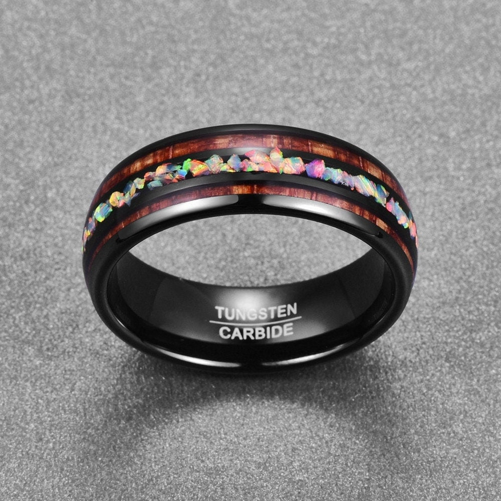 Opal Oasis Tungsten Wood Ring - MUHAKA