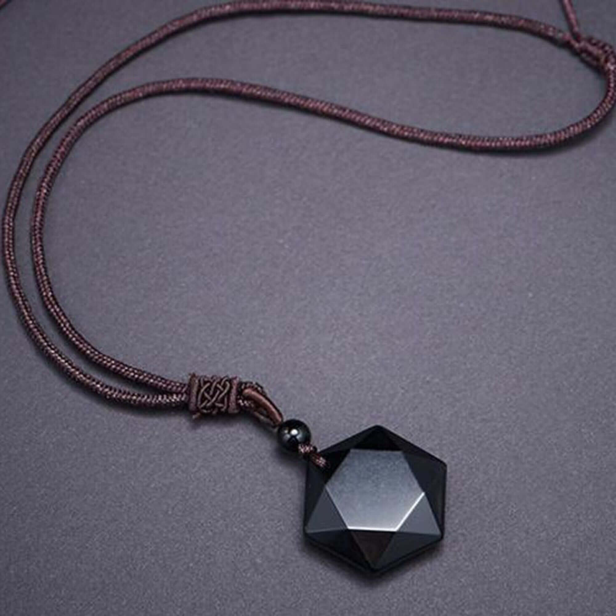 Black Obsidian Star Pendant For Men - MUHAKA