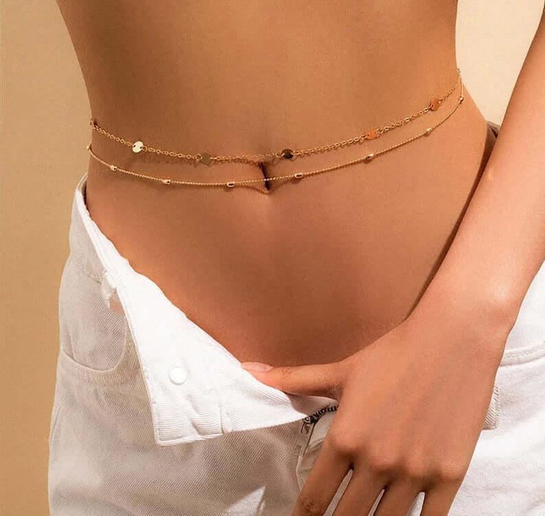 2 Piece Waist Body Chain in Gold & Silver - MUHAKA